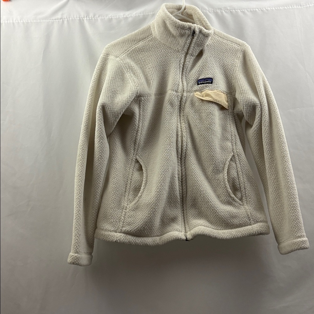 Women’s Medium Patagonia Fleece Jacket Snap-T Retool Full Zip Sweater Cream - Picture 2 of 8